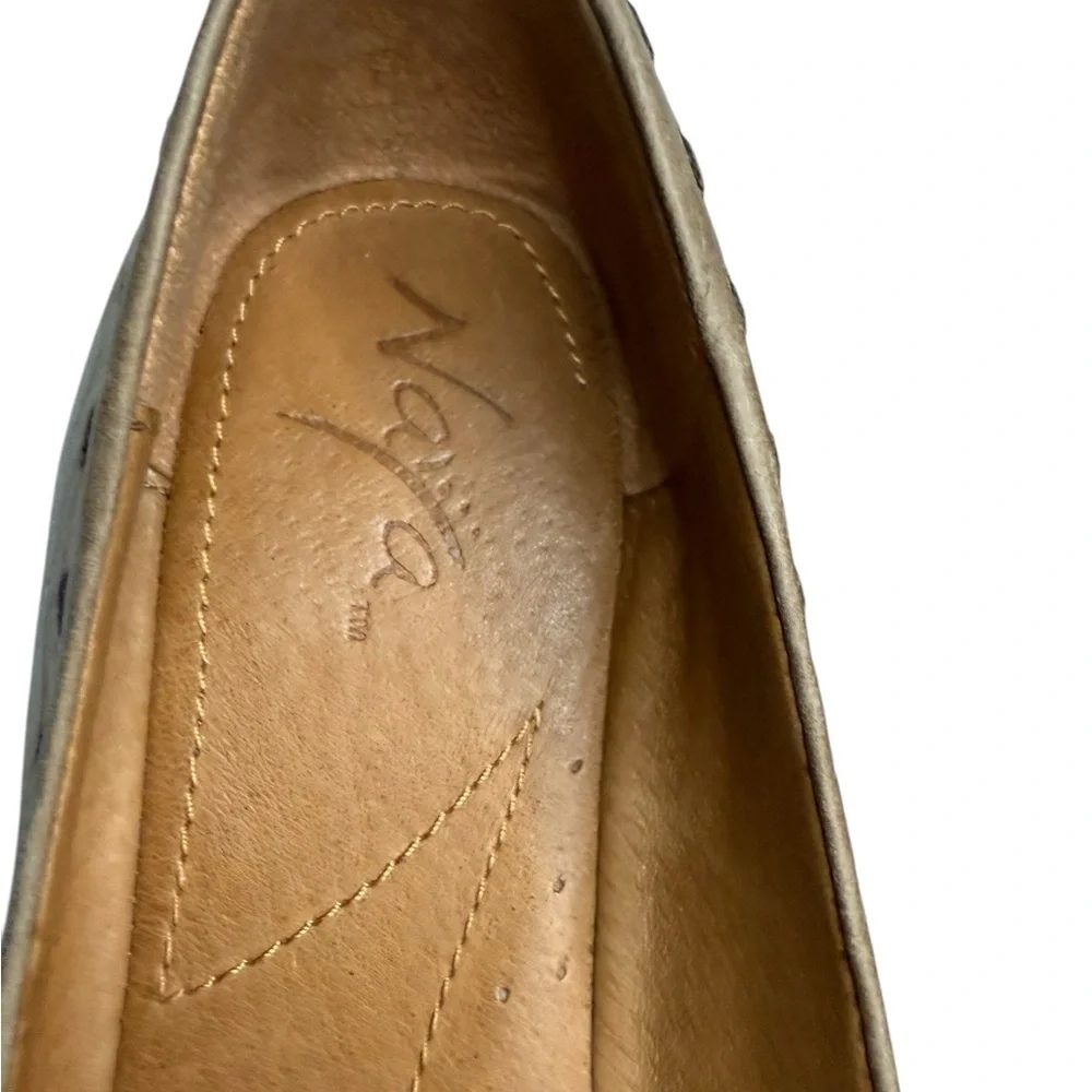 NAYA Women Tabby Brown Leather Ruffle Ballet Flat Slip On  US 10